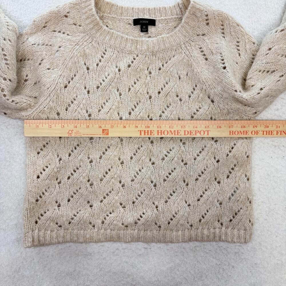 J.Crew Women's Pointelle Crewneck Knit Wool Blend Pullover Sweater Natural Sz M - Picture 7 of 7